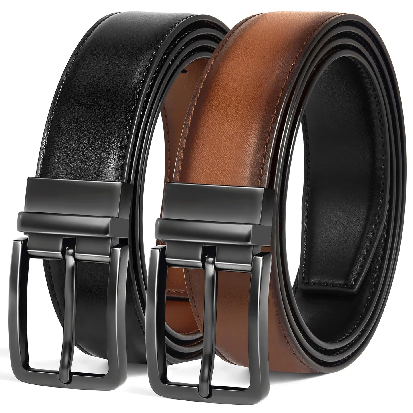 HOTMen's Belt Reversible Belt Men 1 Piece - 1 3/8" Leather Dress Belt - Trim to Fit for Elegant Style