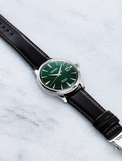 HOTSEIKO Presage Cocktail Time Automatic Watch for Men | Patterned & Gradated Dial, Golden Numerals and Date Calendar, 50m Water-Resistant, 41-Hour Power Reserve