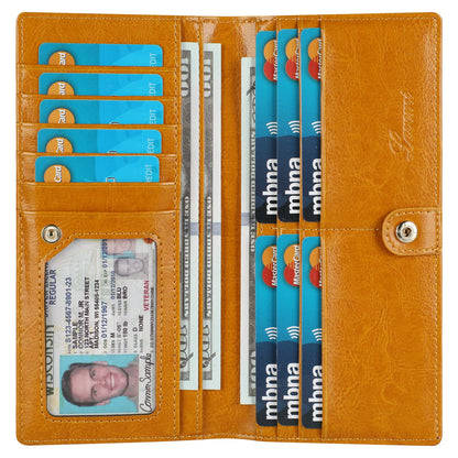 HOTLavemi Ultra Slim Thin Leather Women Wallet RFID Blocking Credit Card Holder Bifold Long Ladies Billfold