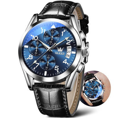 HOTOLEVS Men's Watches Brown Leather with Date,Casual Watches for Men,Large Face Watches Men,Chronograph Mens Watch,Sport Waterproof Business Dress Analog Quartz Men's Wrist Watches Reloj De Hombre