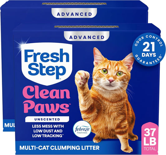 HOTFresh Step Advanced Clean Paws Multi Cat Clumping Litter with Febreze Freshness, Low Tracking, 18.5 lb. Box, Pack of 2