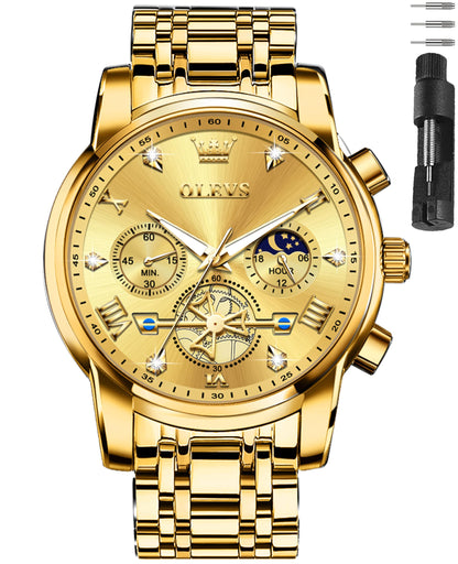 HOTOLEVS Watches for Men Dress Watch Chronograph Luxury Stainless Steel Big Face Men Watches Multi-Function Easy to Read Diamond Roman Numerals Business Wristwatch Reloj para Hombre