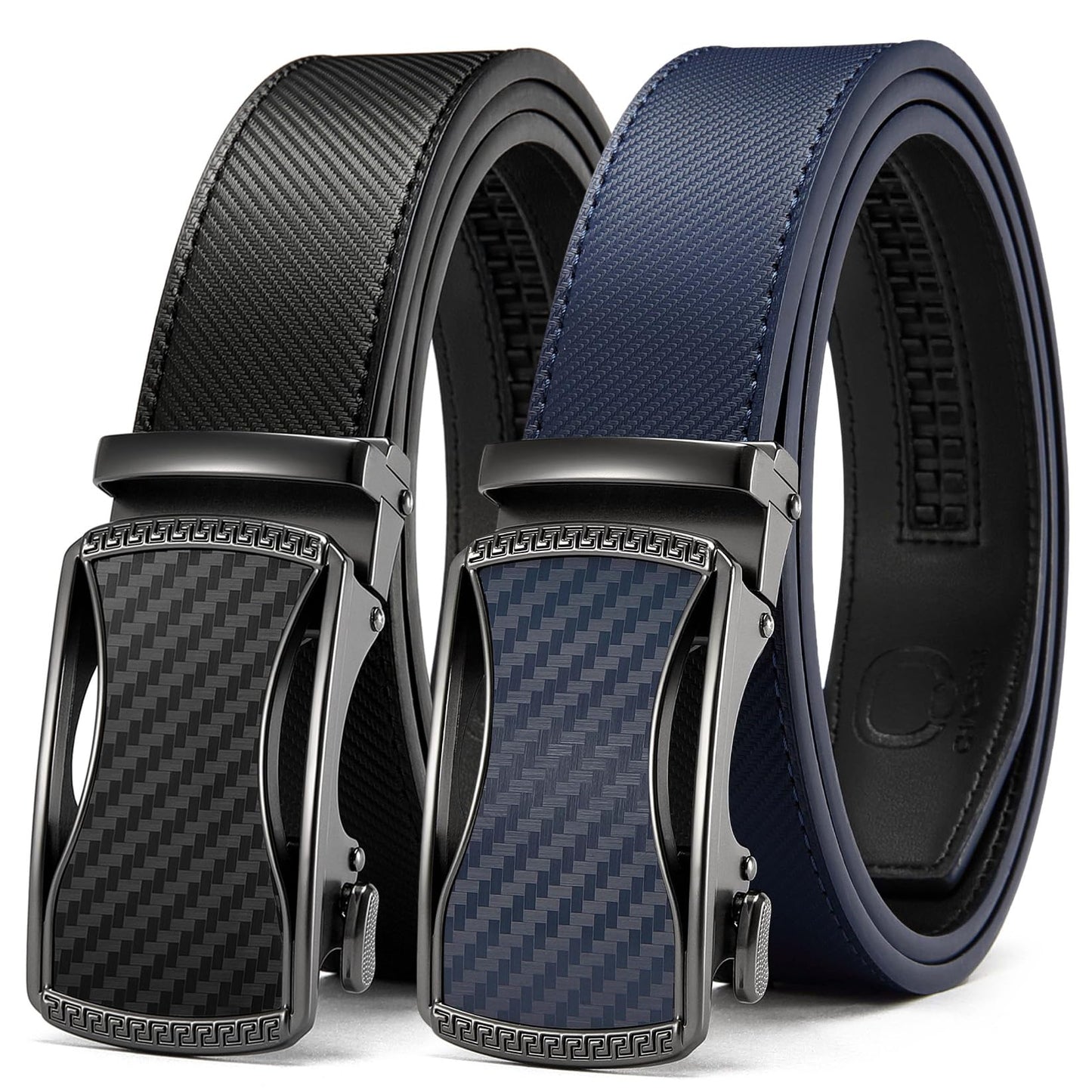 HOTCHAOREN Leather Ratchet Belt Men 2 Pack - Customizable Fit, Effortless Style (35mm)