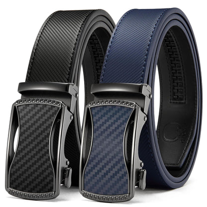 HOTCHAOREN Leather Ratchet Belt Men 2 Pack - Customizable Fit, Effortless Style (35mm)