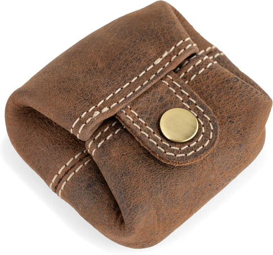 HOTBerliner Bags Vintage Genuine Leather Coin Pouch Lena, Change Purse for Women and Men, Coin Purse With Snap - Brown
