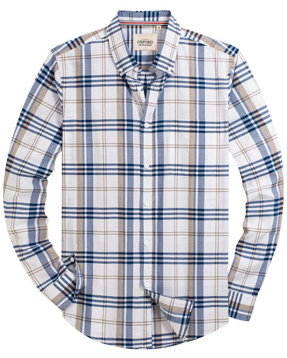 HOTAlimens & Gentle Mens Solid Oxford Shirt Long Sleeve Dress Shirt Work Casual Button Down Shirts with Pocket
