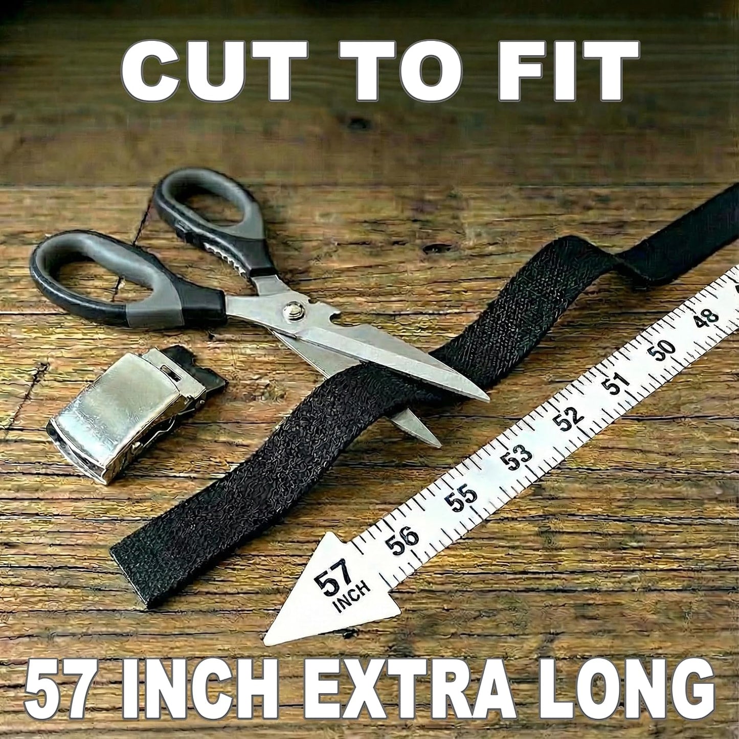 HOTCanvas Web Belt Cut to Fit 57" – Chrome Military Buckle, Cholo Chicano Street Style, Fully Adjustable, Black Canvas Strap, 1.25" Wide