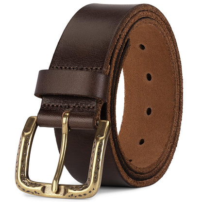 HOTThicken Full Grain Leather Mens Belt Heavy Duty Mens Work Belt Mens Belt High Hardness Buckle Packed In Gift Box