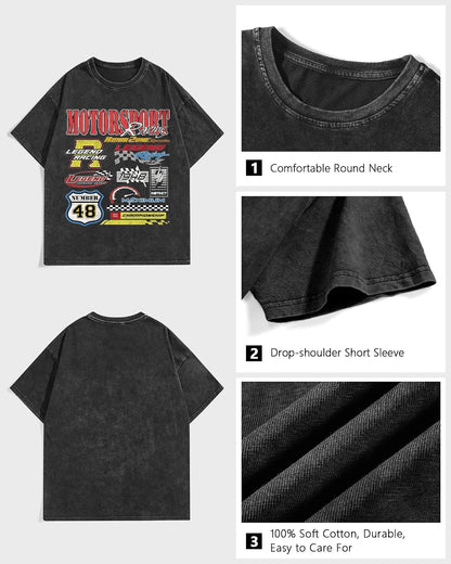HOTBAPHITY Mens Graphic Tees Acid Washed Y2K Vintage Streetwear T-Shirt Summer | Short Sleeve Drop Shoulder Distressed Gym Workout Boyfriend Tops Summer