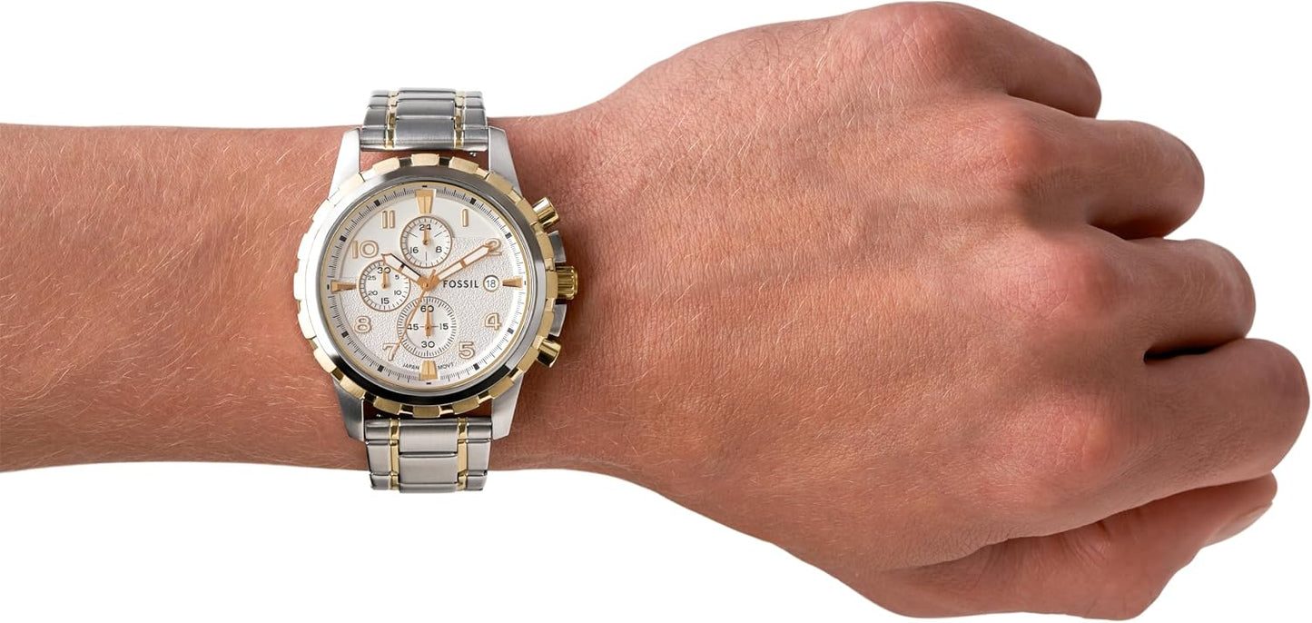 HOTFossil Men's Watch, Dean Quartz Stainless Steel Chronograph Watch for Men