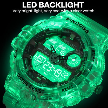 HOTWatch for Men Watch Men Digital Sports Watch Large Digital Analog Dual Display Waterproof Watches with 3 Alarms Countdown Stopwatch Date Dual-Time LED Light Multifunctional Military Wrist Watches