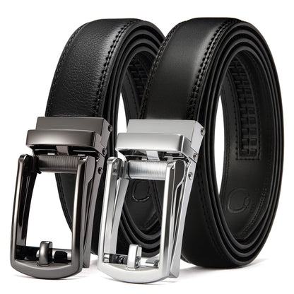 HOTCHAOREN Click Belt for Men 2 Pack - Mens Dress Belt 1 1/4" in Packing Box - Design Belt Meet Almost Any Outfit and Occasion