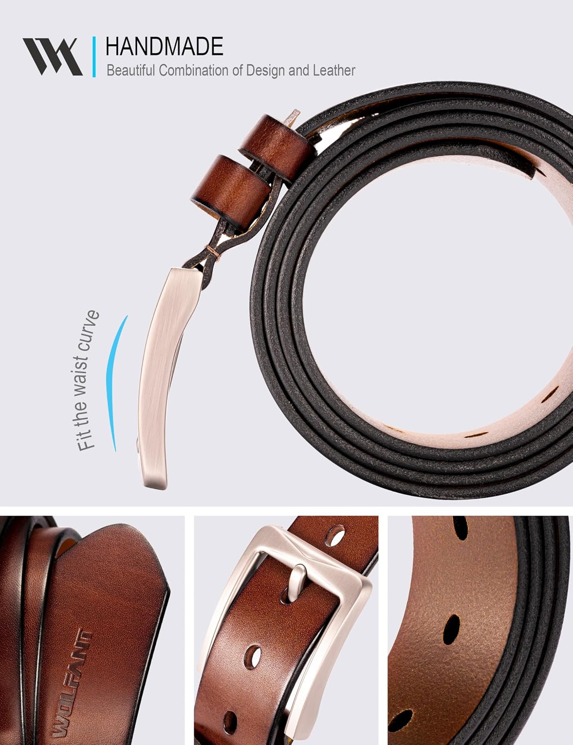 HOTWOLFANT 1.5" Full Grain Leather Belt for Men in Gift Box,100% Italian Real Solid Leather