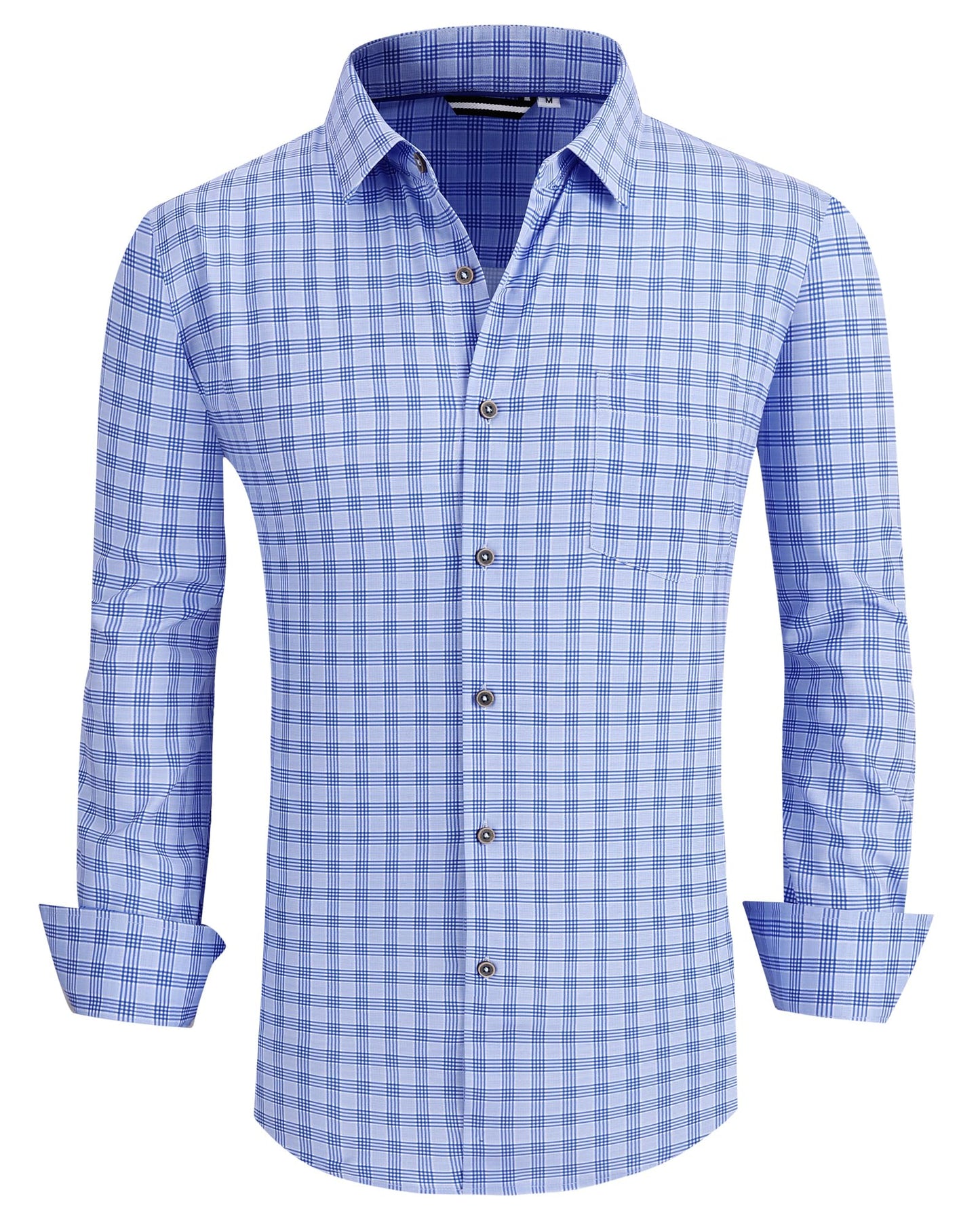 HOTAlex Vando Mens Wrinkle Free 4-Way Stretch Print Business Casual Shirt | Wrinkle resistant, Machine washable, Classic check Pattern, True-to-size cut, Business & Daily, Easy outfit pairing