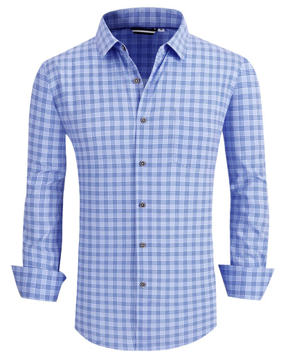 HOTAlex Vando Mens Wrinkle Free 4-Way Stretch Print Business Casual Shirt | Wrinkle resistant, Machine washable, Classic check Pattern, True-to-size cut, Business & Daily, Easy outfit pairing