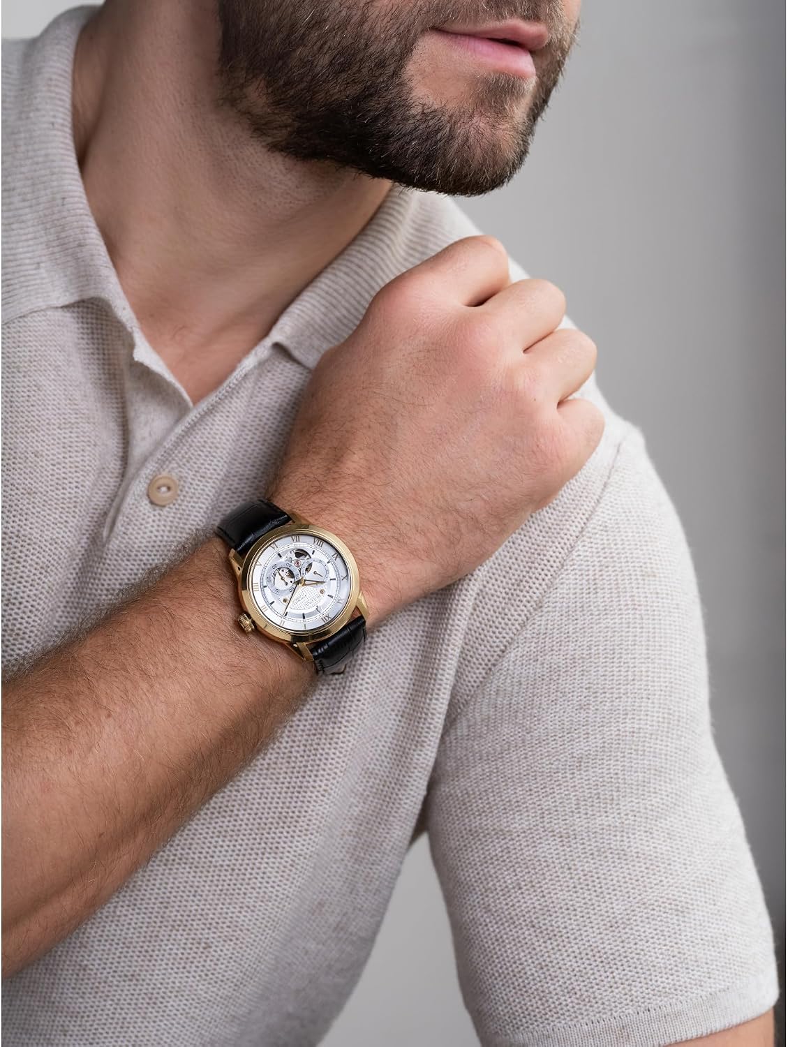 HOTBulova Men's Classic Sutton 4-Hand Automatic Watch, 24-Hour Sub Dial, Open Aperture, Self-Winding, Exhibition Caseback, Double Curved Mineral Crystal, Luminous Hands, 42mm