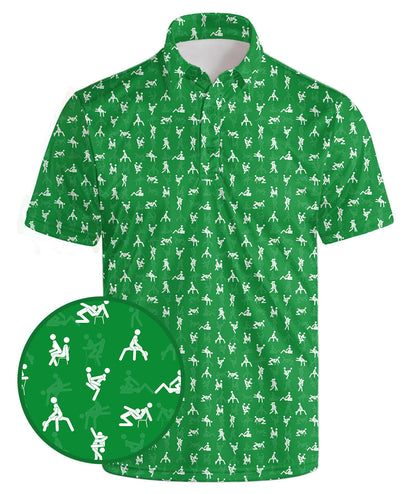 HOTGolf Polo Shirts for Men Funny Print Quick Dry Short Sleeve Performance Golf Shirts Moisture Wicking Polo Shirts