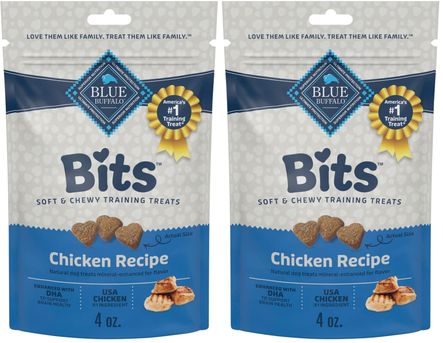 HOTBlue Buffalo Bits Chicken Soft & Chewy Dog Treats, Bite-Sized for Training, Made with Real Chicken & Enhanced with DHA, Heart-Shaped Dog Treats, Made in the USA with Natural Ingredients, 19 oz.