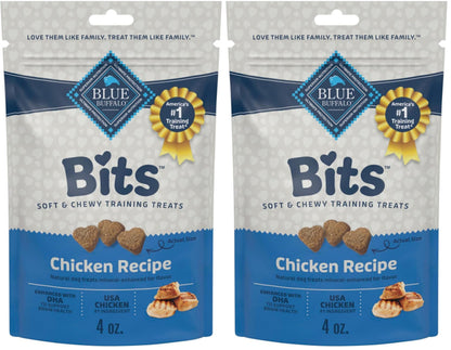 HOTBlue Buffalo Bits Chicken Soft & Chewy Dog Treats, Bite-Sized for Training, Made with Real Chicken & Enhanced with DHA, Heart-Shaped Dog Treats, Made in the USA with Natural Ingredients, 19 oz.