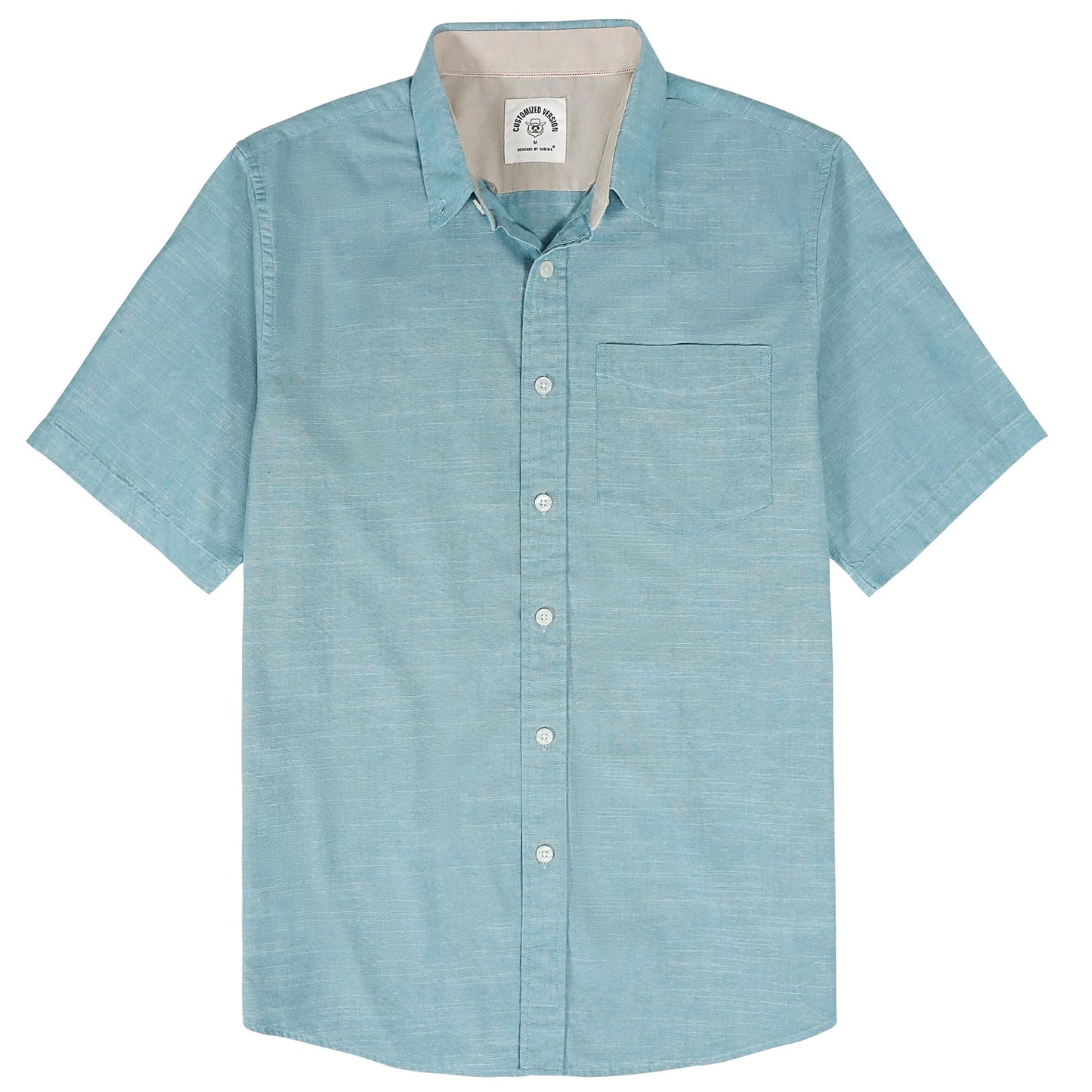 HOTDubinik® Mens Short Sleeve Button Down Shirts 100% Cotton Plaid Men's Casual Button-Down Shirts with Pocket
