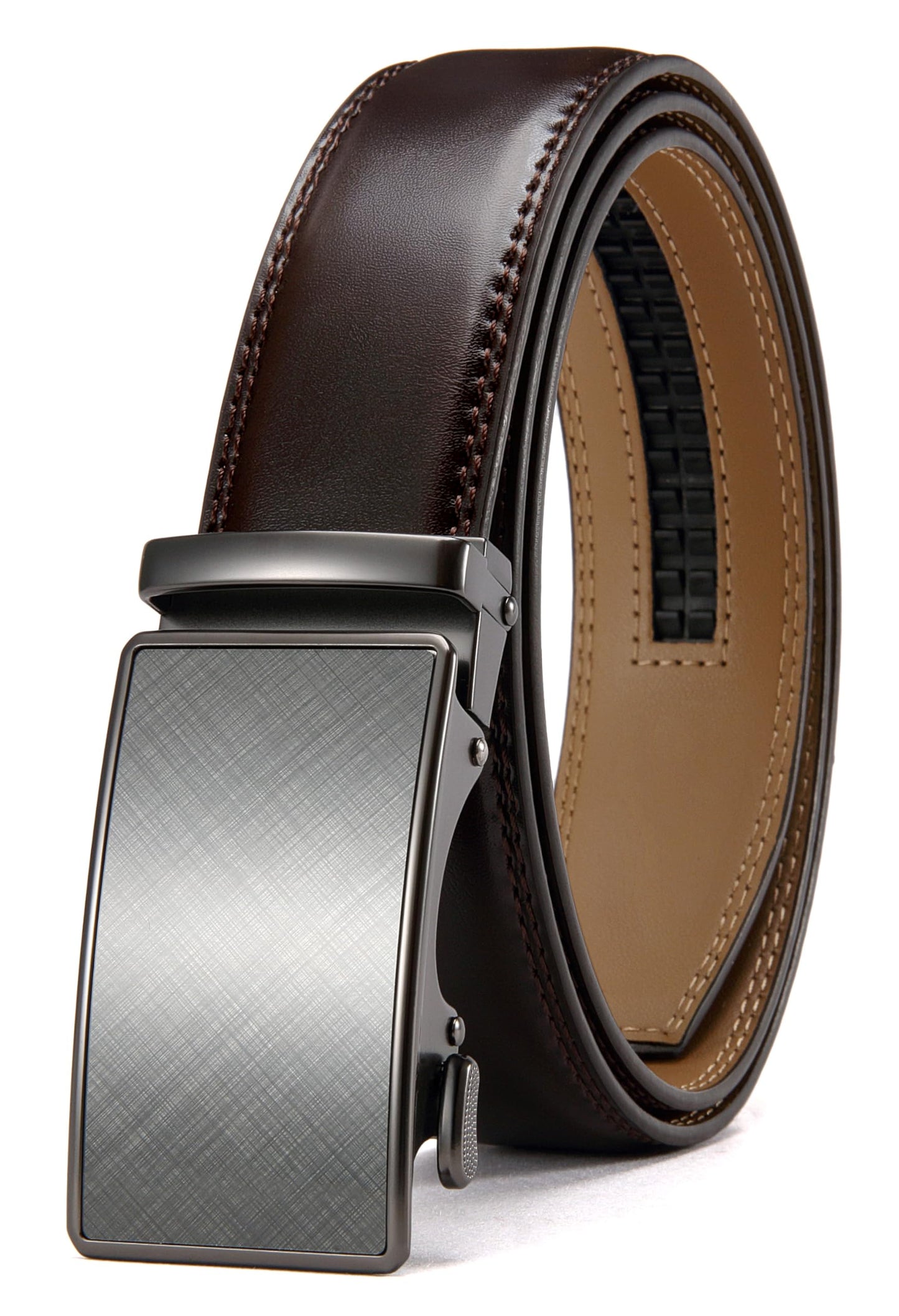 HOTCHAOREN Mens Belt - Mens Ratchet Belt Leather 1 3/8" for Dress Pant - Micro Adjustable Belt Fit Everywhere