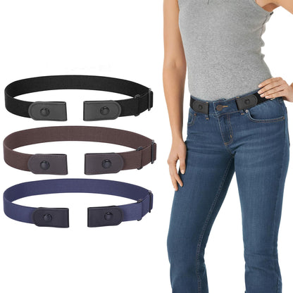HOTWERFORU 3 Pack 4 Pack No Buckle Invisible Stretch Belt Buckle-Free Elastic Belt for Women and Men