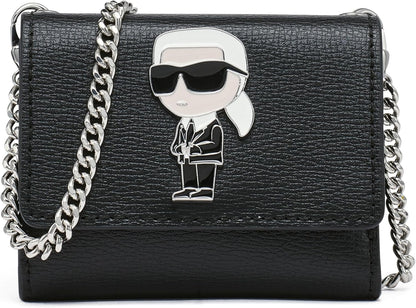 HOTKARL LAGERFELD Paris Women's Wallet Crossbody On A Chain, Black Multi