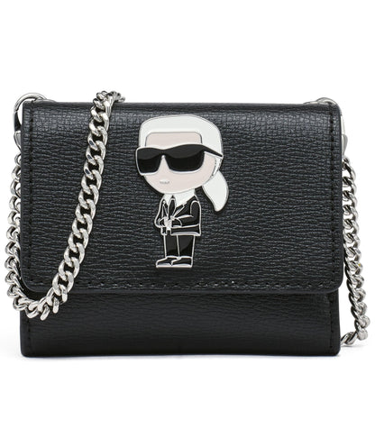 HOTKARL LAGERFELD Paris Women's Wallet Crossbody On A Chain, Black Multi