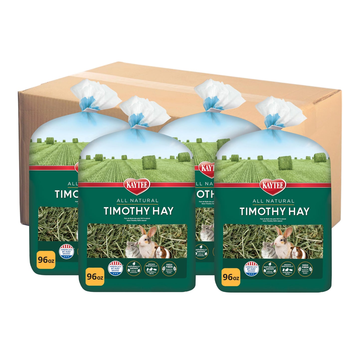 HOTKaytee Timothy Hay, High Fiber, Grown Specifically for Small Animals, Rabbits, Guinea Pigs, Chinchillas, Ideal Bulk Order for Small Pets, 3 Pounds