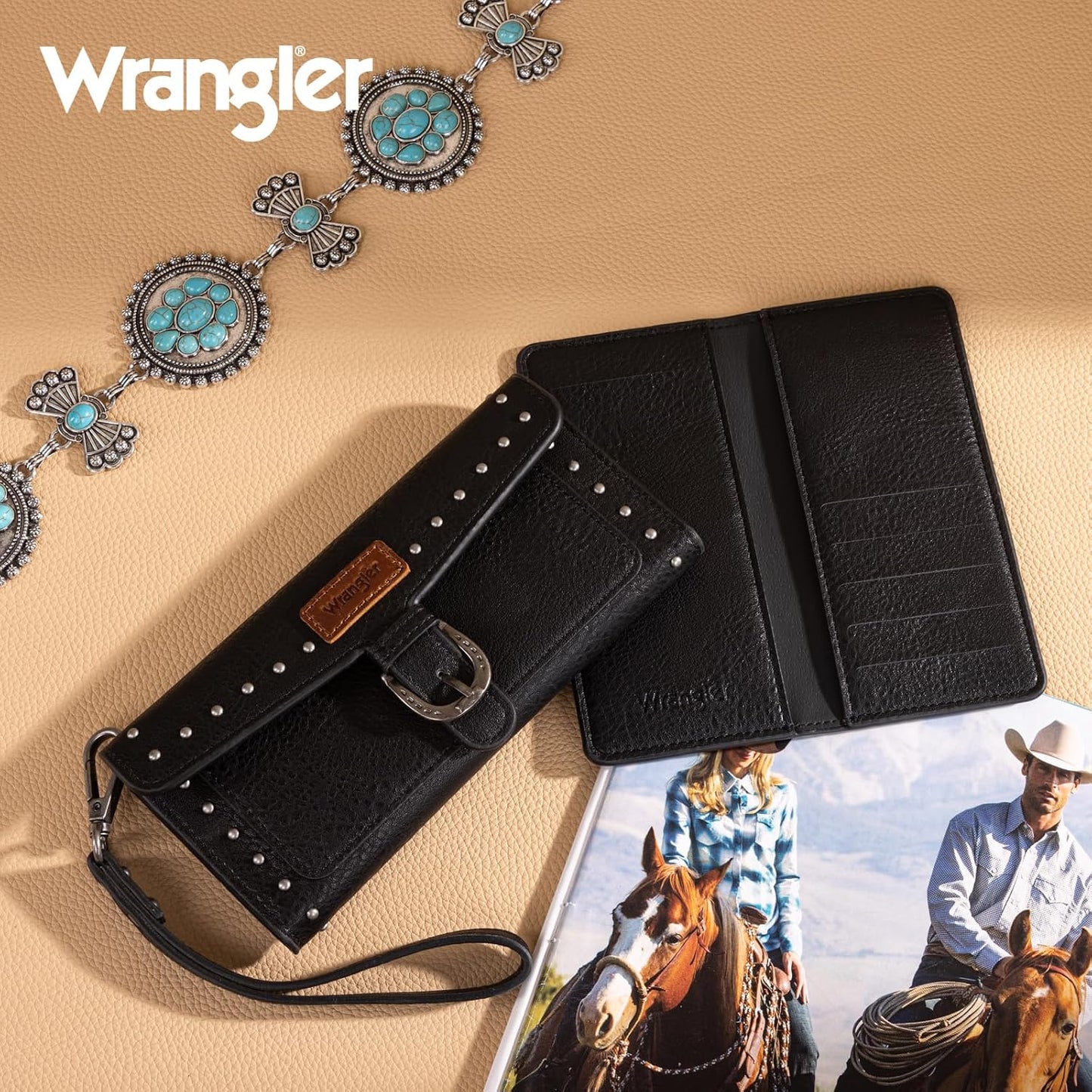 HOTMontana West X Wrangler Womens Wallet Western Wristlet for Women Rfid Wallet with Detachable Credit Card Holder