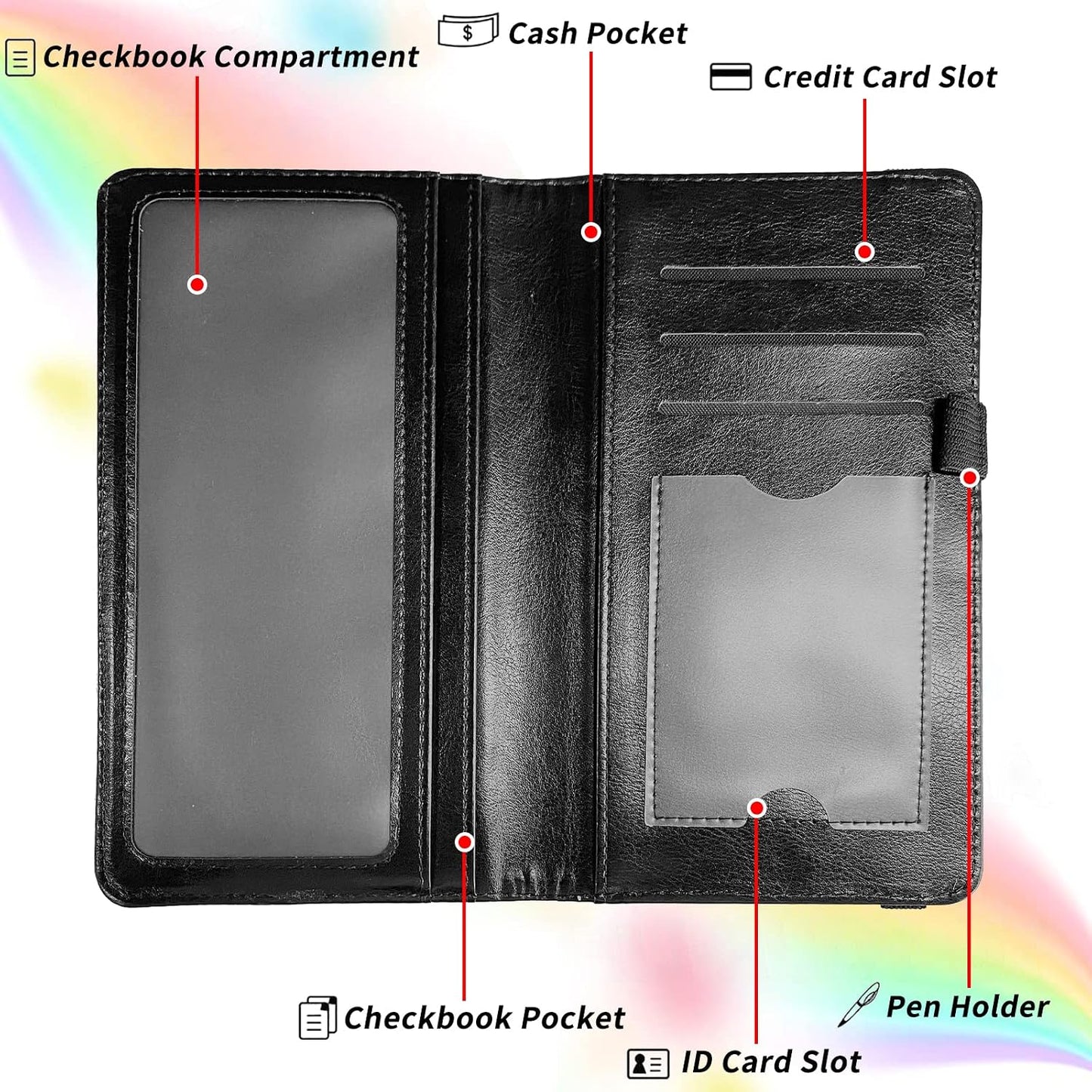 HOTCheck Register Covers for Personal Checkbook Women & Men, Large Capacity Leather Check Book Cover with Pen Holder Organizer Ladies Card Wallet w/RFID Blocking, Purple Mountains