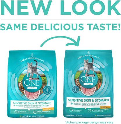 HOTPurina ONE Sensitive Stomach, Sensitive Skin, Natural Dry Cat Food, +Plus Sensitive Skin and Stomach Formula - 16 lb. Bag