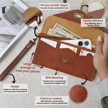 HOTPersonalized Leather RFID Wallet for Women – Customizable with Couple Names and Special Messages – Elegant Gift for Girlfriends, Mothers, and Women – Ideal Gift for Valentine’s Day and Mother’s Day