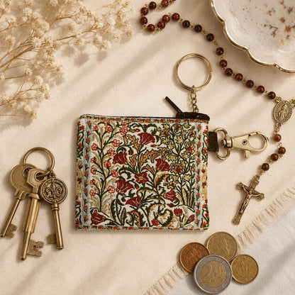 HOTReligious Gifts - Tulips Tapestry Key Chain Coin Change Rosary Case Pouch 3 1/16 Inch