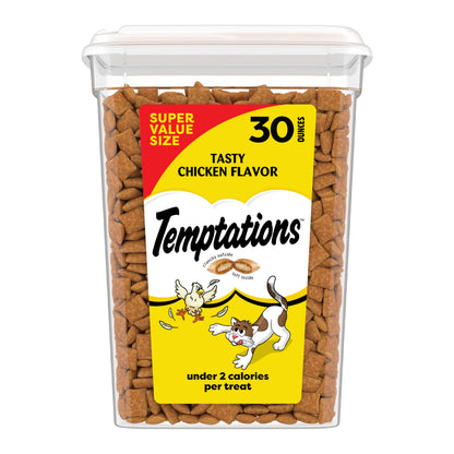 HOTTemptations Classic Crunchy and Soft Cat Treats, Tasty Chicken, 30 oz | Under 2 calories per treat, crunchy outside & soft inside, resealable tub, use as meal or topper, 100% complete & balanced