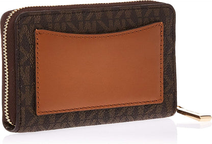 HOTMichael Kors Jet Set Small Zip Around Card Case, Gold-Tone Hardware/Brown/Acorn