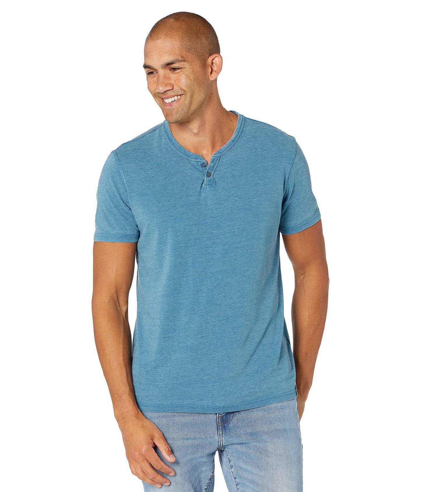 HOTLucky Brand Men's Venice Burnout Notch Neck Tee Shirt