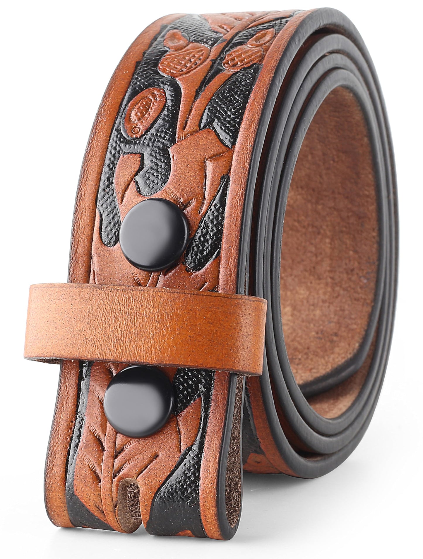HOTF&L CLASSIC Western Belt without buckle for men – Full Grain Leather Cowboy Belts for jeans - One Piece Leather strap belt