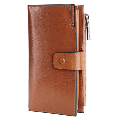 HOTYALUXE Women's Genuine Leather Wallet RFID Blocking Multi Card Holder with Cell Phone Pocket Mothers Day Gifts