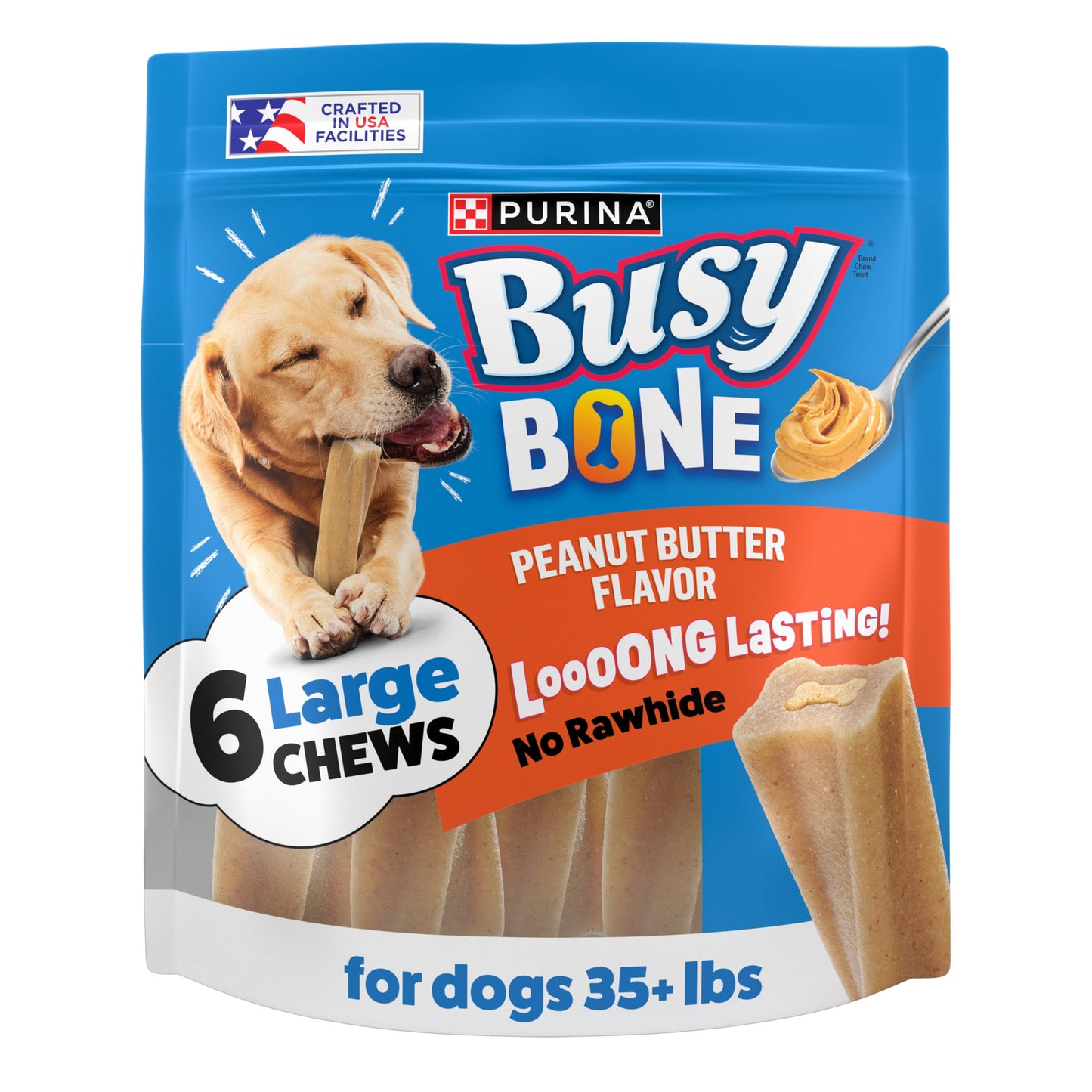 HOTPurina Busy Bone Adult Dog Chew Bone Treats, Peanut Butter - 10 ct. Pouch