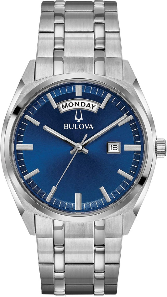 HOTBulova Men's Classic Dress Surveyor 2-Hand Day/Date Quartz Watch, Luminous Hands, 39mm