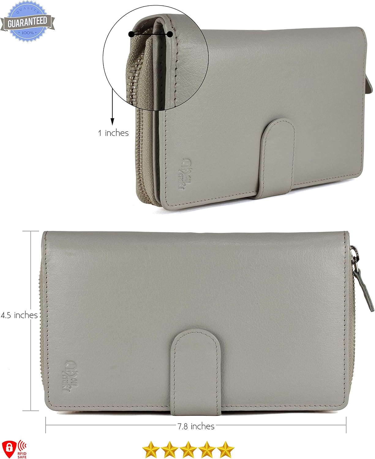 HOTBig Fat RFID Blocking Leather Organizer Checkbook Wallets For Women - Clutch