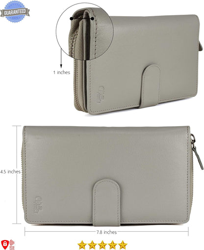 HOTBig Fat RFID Blocking Leather Organizer Checkbook Wallets For Women - Clutch