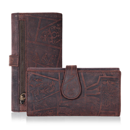 HOTReal Leather Women Wallet Leather with RFID Blocking -Trifold Card Holder Designer Ladies Clutch with ID Window Wallets