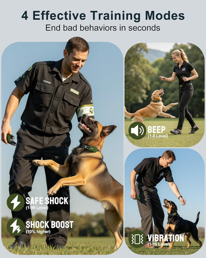 HOTDog Shock Collar - 4500FT Dog Training Collar with Remote, IPX8 Waterproof Electric Dog Collar with 4 Training Modes, Security Lock, Rechargeable eCollar for 10-120lbs Small Medium Large Dogs