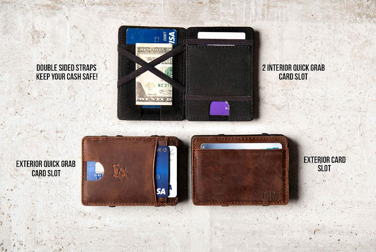 HOTPersonalized Distressed Leather Flip Wallet by Left Coast Original