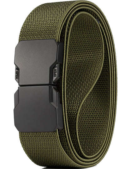 HOTGEIT Stretch Nylon Belt,1 3/8" Elastic Belt with Quick Release Buckle | Invisible Web Belt for Hiking Casual Tactical