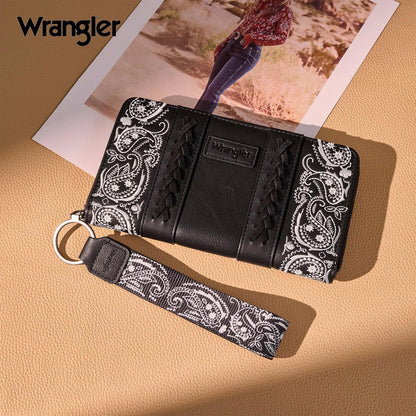 HOTMontana West Wrangler Western Paisley Wristlet Wallet for Women, PU Leather Zip Around Card Holder Clutch with RFID Blocking & Coin Pocket