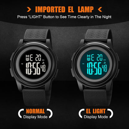 HOTOLAZONE Digital Watches Men Ultra-Thin Minimalist Sports Waterproof with Wide-Angle Display Rubber Strap Wrist Watch for Men