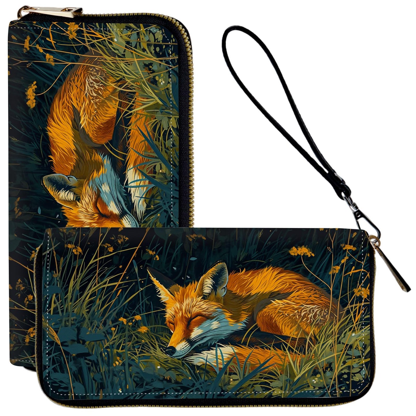 HOTLadies Wallet,Clutch Purses for Women Wallets Leather Credit Card Holder for Women Wristlet Slim Small Cute with Zipper,Thin RFID Blocking with Wrist Strap,Glitter Dragonfly Moon